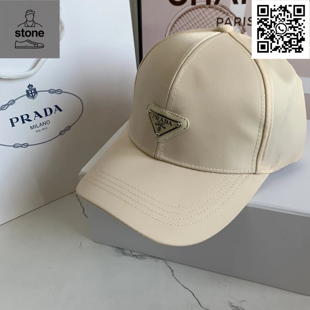 Prada Hats Nylon baseball cap with triangular logo plaque — 28