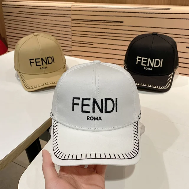Fendi Hats Logo Baseball Cap with Contrast Whipstitch Brim product detail image 1