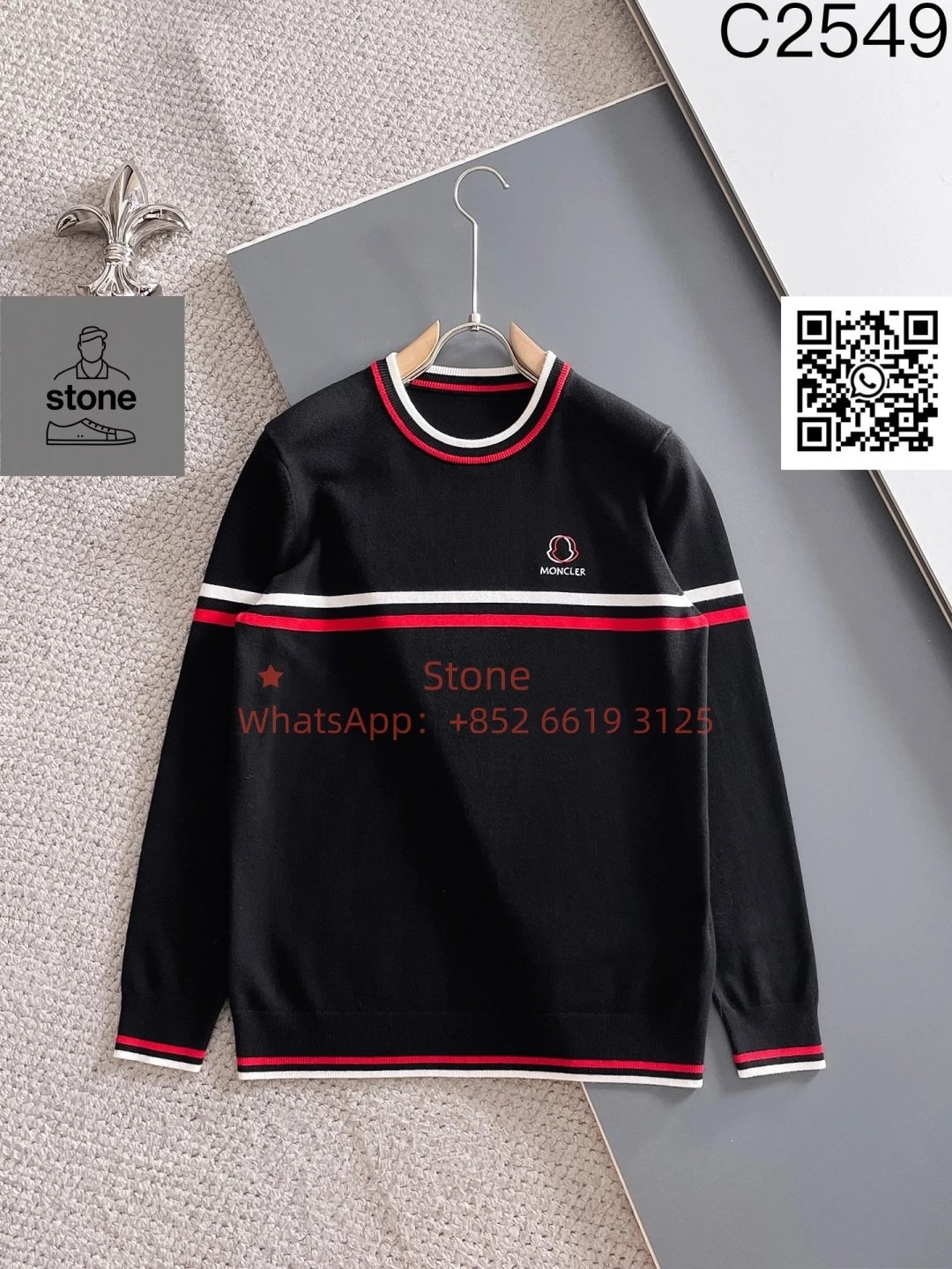Moncler Knitwear Crewneck knit sweater with logo patch — 07