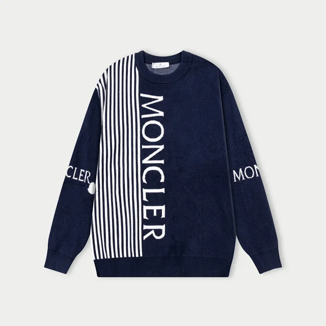 Moncler Knitwear Crewneck knit sweater with logo patch product detail image 6