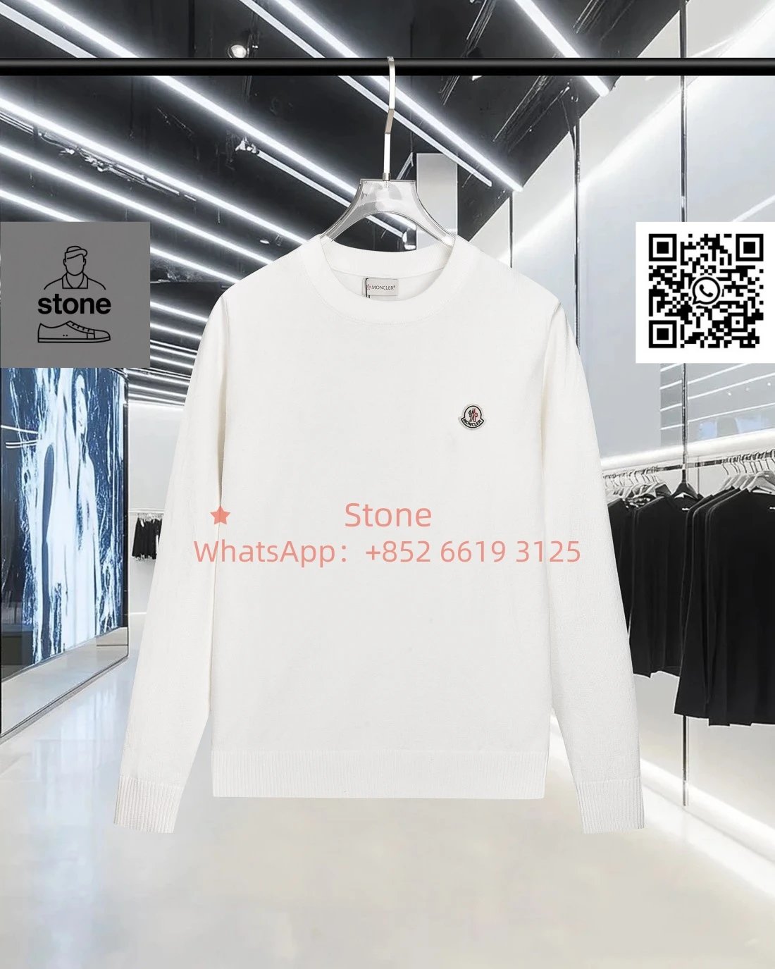 Moncler Knitwear Crewneck knit sweater with logo patch — 03