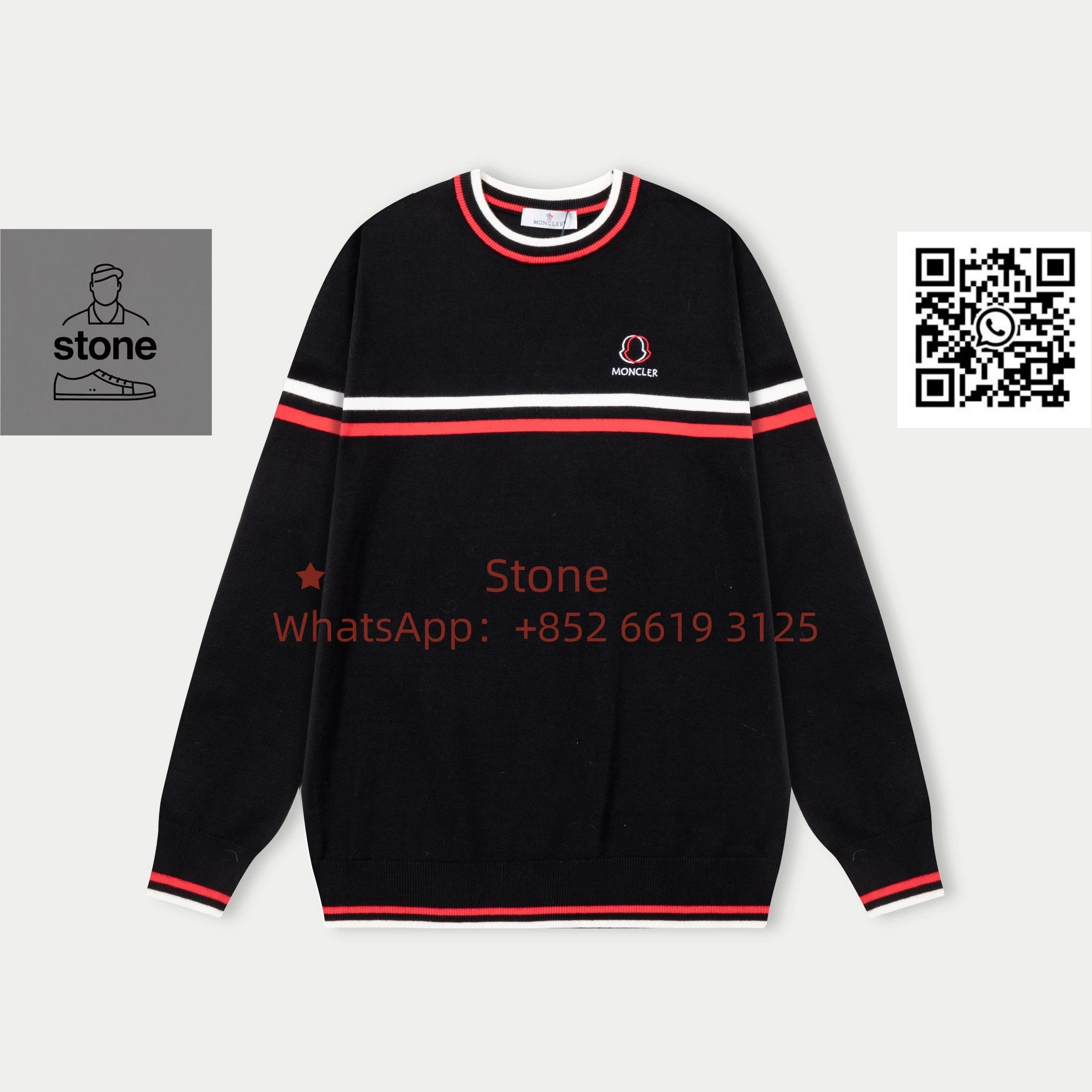 Moncler Knitwear Crewneck knit sweater with logo patch — 13