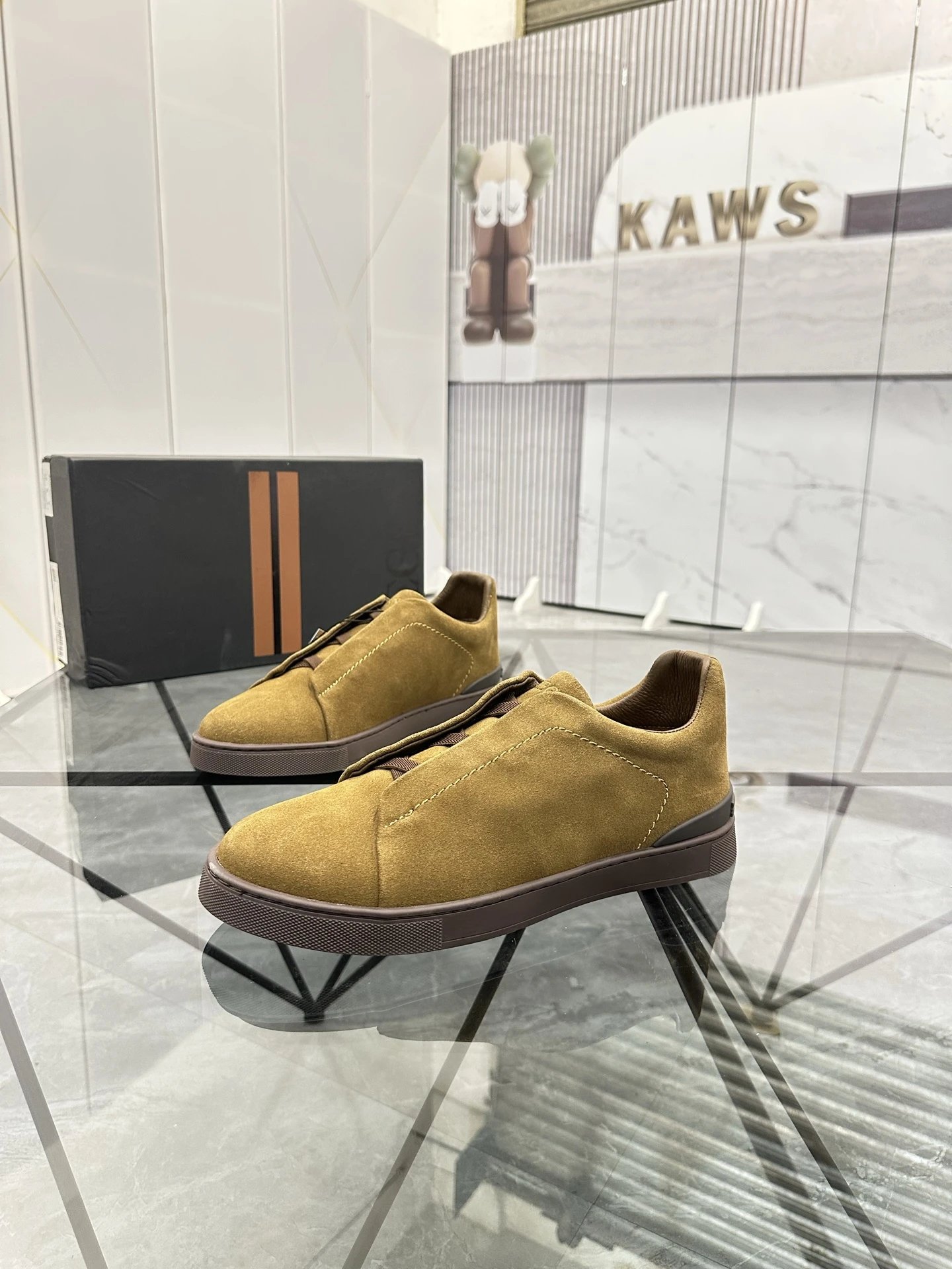 ZEGNA Sneakers Triple Stitch suede slip-on — 17