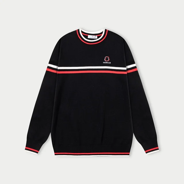 Moncler Knitwear Crewneck knit sweater with logo patch product detail image 8
