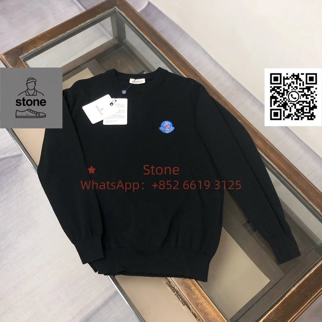 Moncler Knitwear Crewneck knit sweater with logo patch — 35