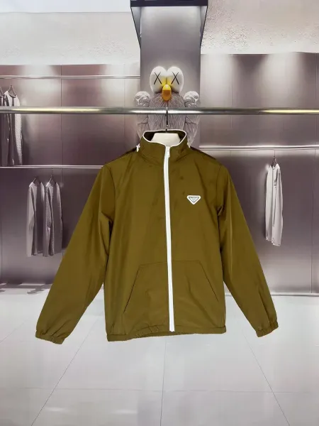 Prada Re-Nylon Windbreaker Olive Green Jacket Outerwear Windbreaker - 1
