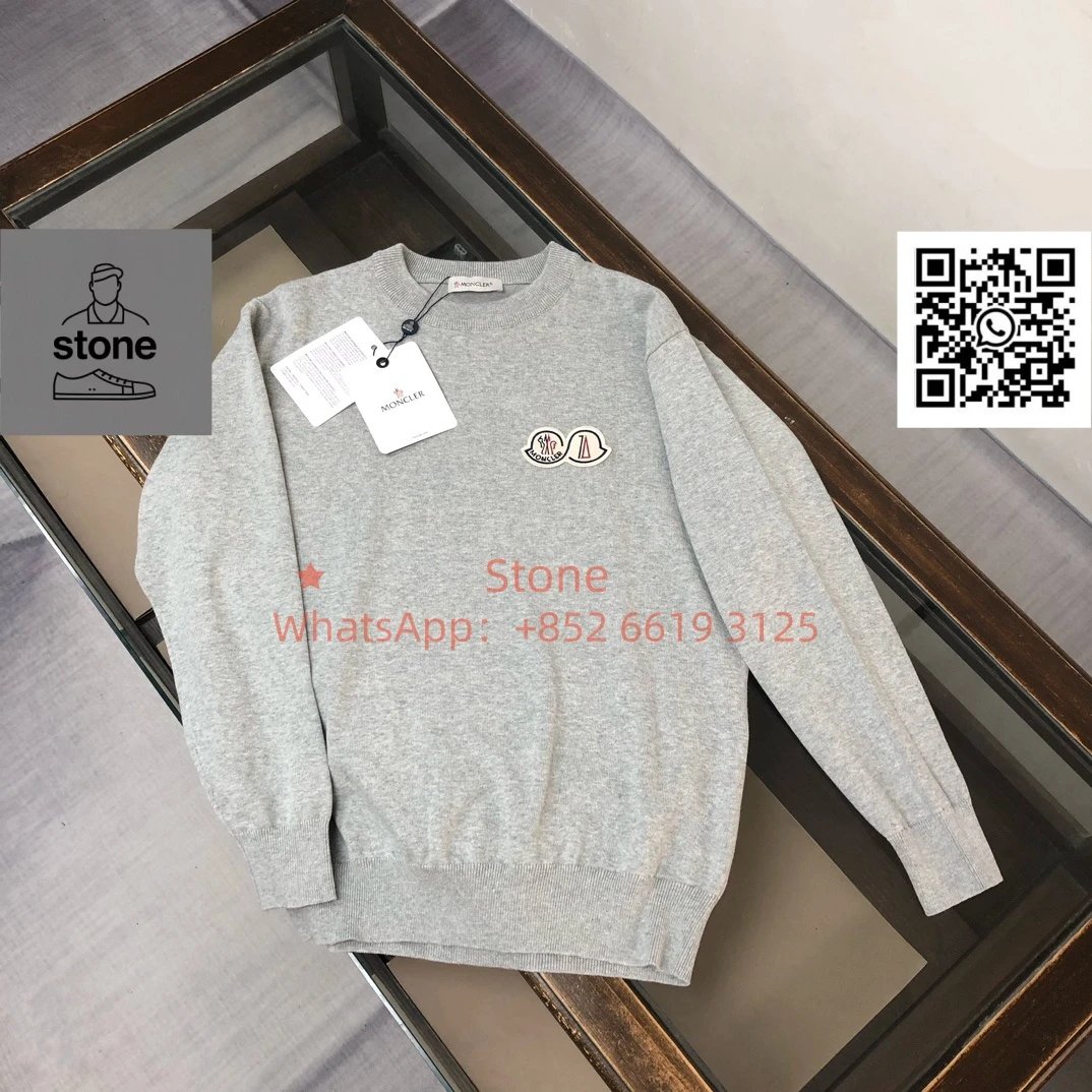 Moncler Knitwear Crewneck knit sweater with logo patch — 36