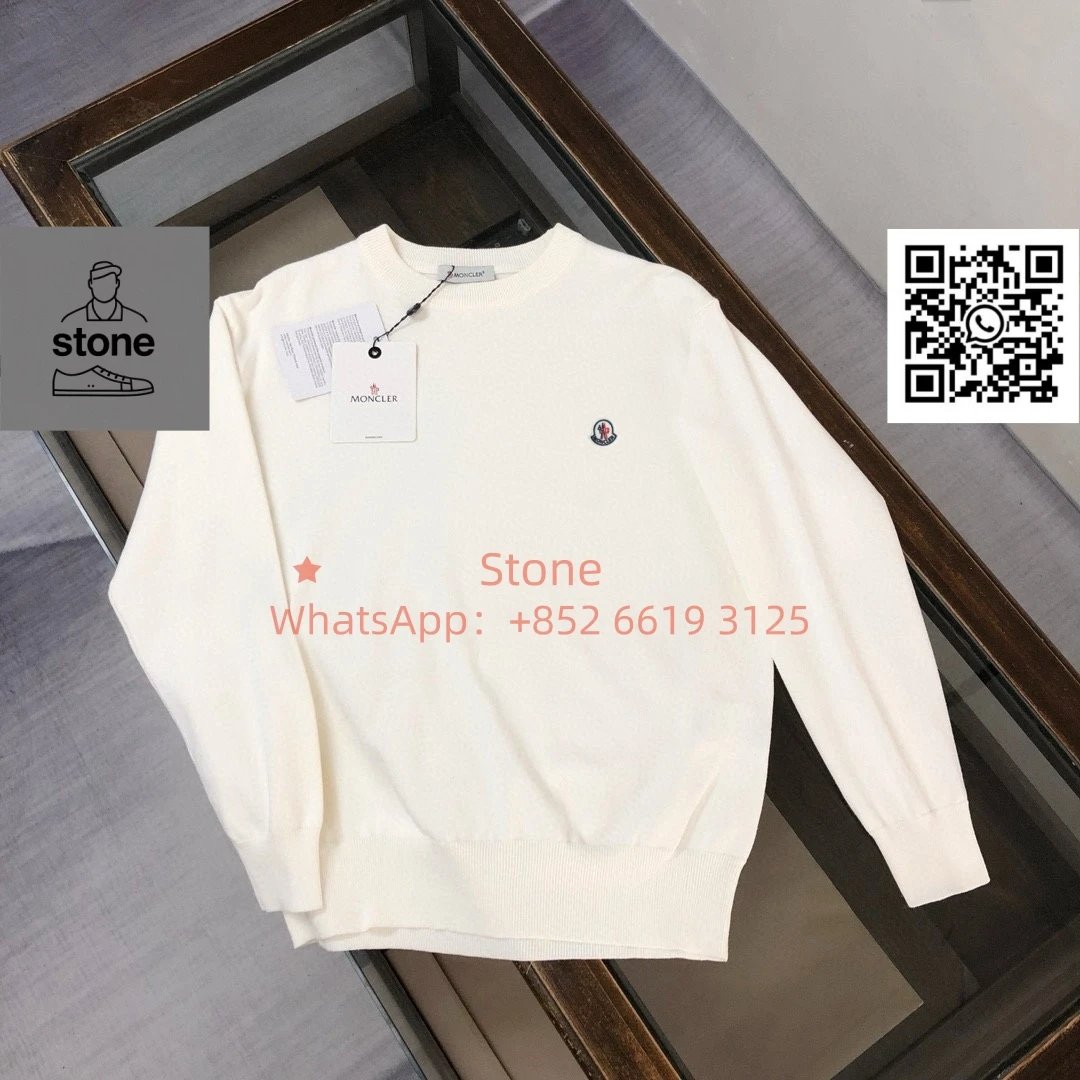 Moncler Knitwear Crewneck knit sweater with logo patch — 28