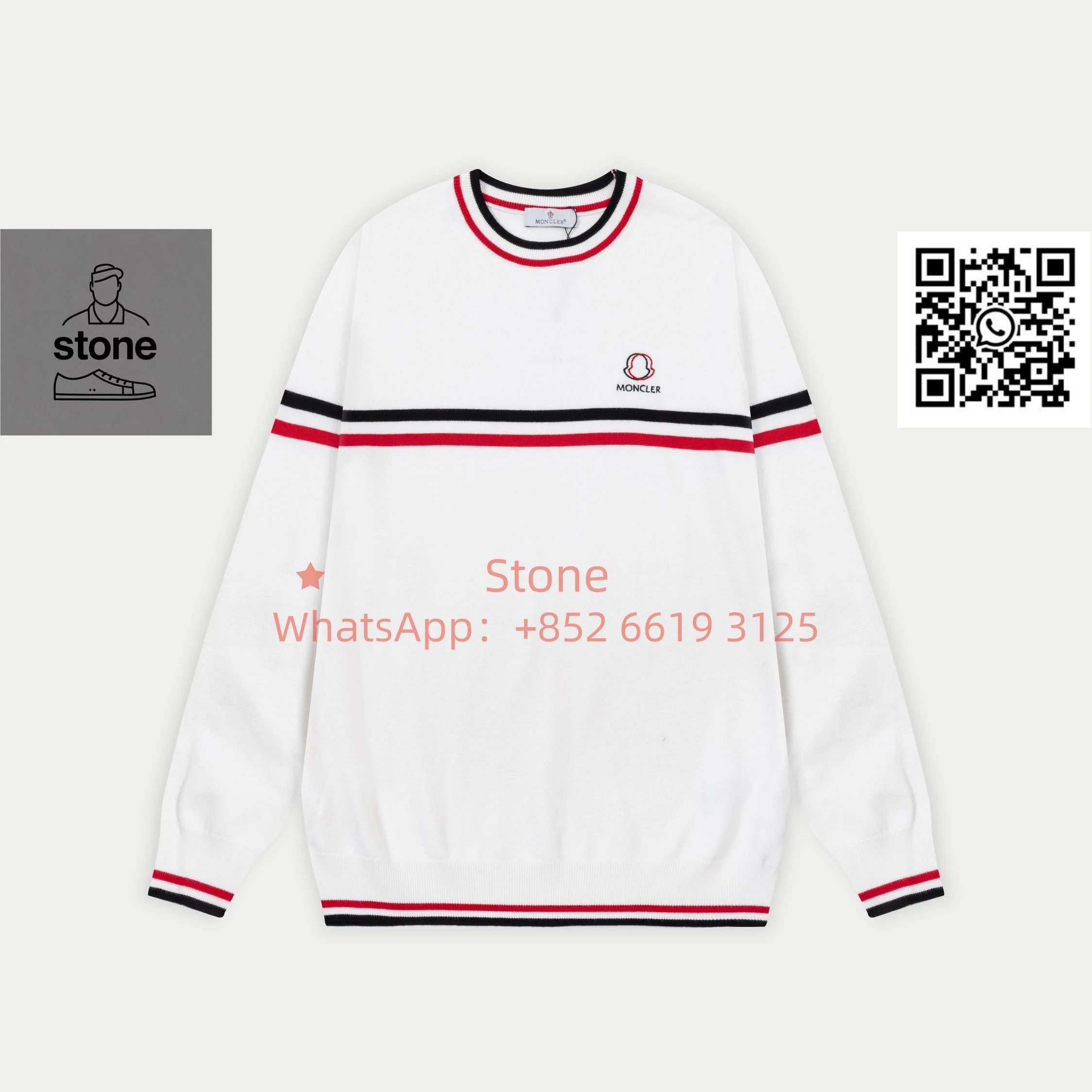 Moncler Knitwear Crewneck knit sweater with logo patch — 14