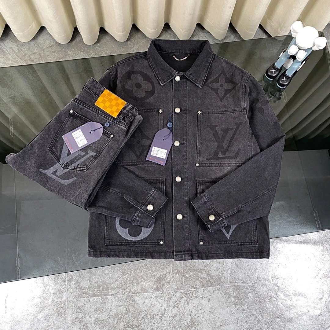 Louis Vuitton Matching Sets Checkerboard Denim Jacket and Jeans Set image 6