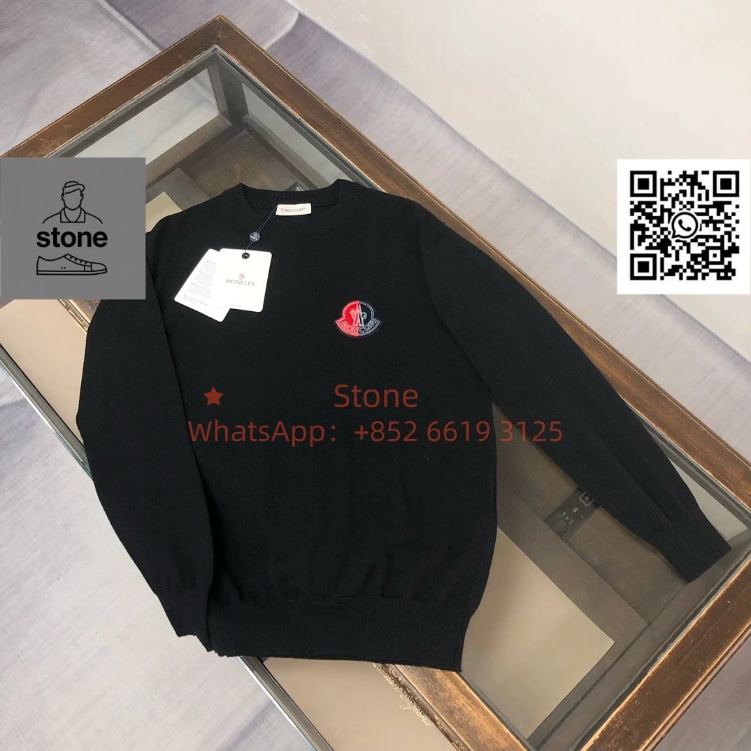 Moncler Knitwear Crewneck knit sweater with logo patch — 39
