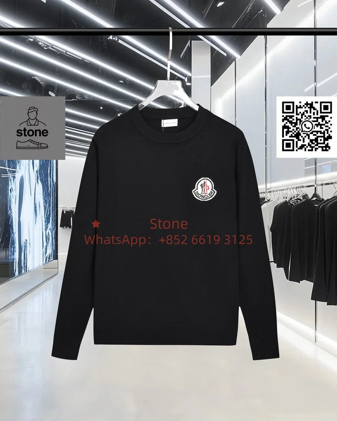 Moncler Knitwear Crewneck knit sweater with logo patch — 05