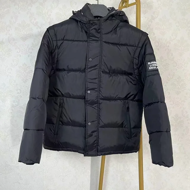 Burberry Down Jackets Hooded puffer jacket with check-lined hood product detail image 26