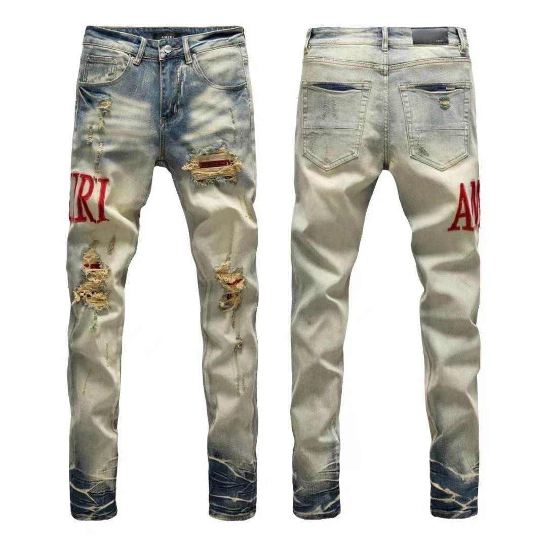 Gallery Dept. Distressed Washed Gray Jeans with Red Graphic - 17