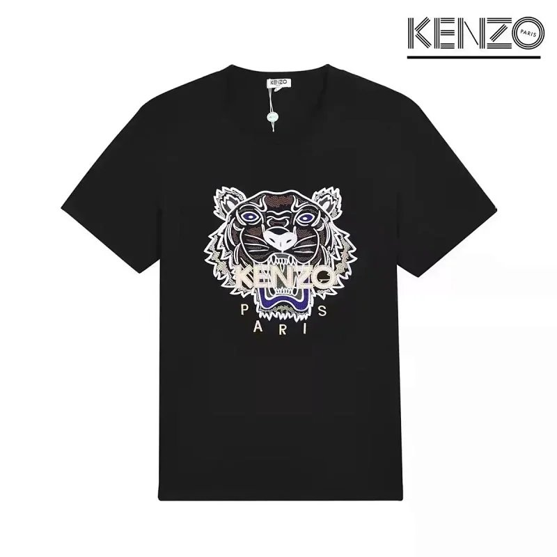 Kenzo Tiger Embroidered Black T-Shirt - 18