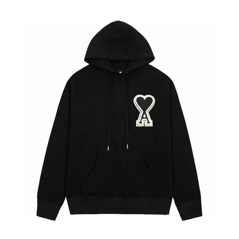 AMI Paris Heart Logo Hoodie Gray - 14