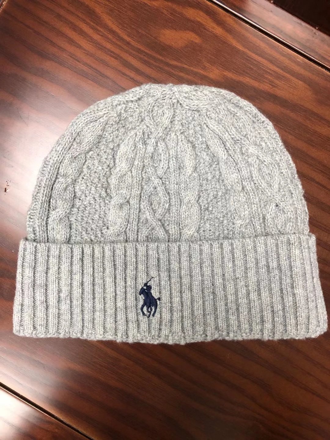 Ralph Lauren Polo Bear Cable Knit Beanie Gray - 21