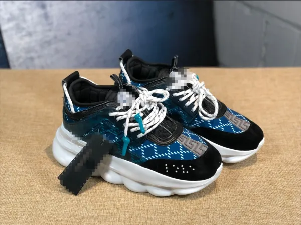 Versace Chain Reaction Baroque Print Black Multicolor Sneakers Chunky Sneakers - 12