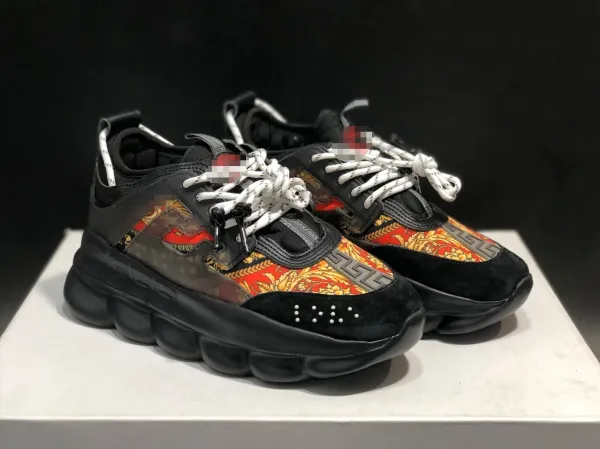 Versace Chain Reaction Baroque Print Black Multicolor Sneakers Chunky Sneakers - 15