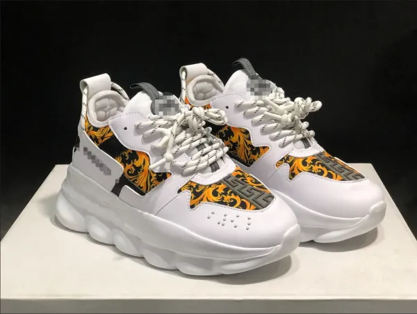 Versace Chain Reaction Baroque Print Black Multicolor Sneakers Chunky Sneakers - 17