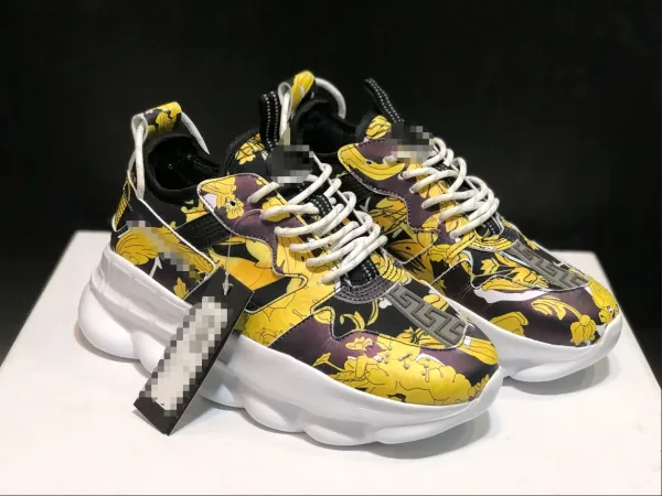 Versace Chain Reaction Baroque Print Black Multicolor Sneakers Chunky Sneakers - 13