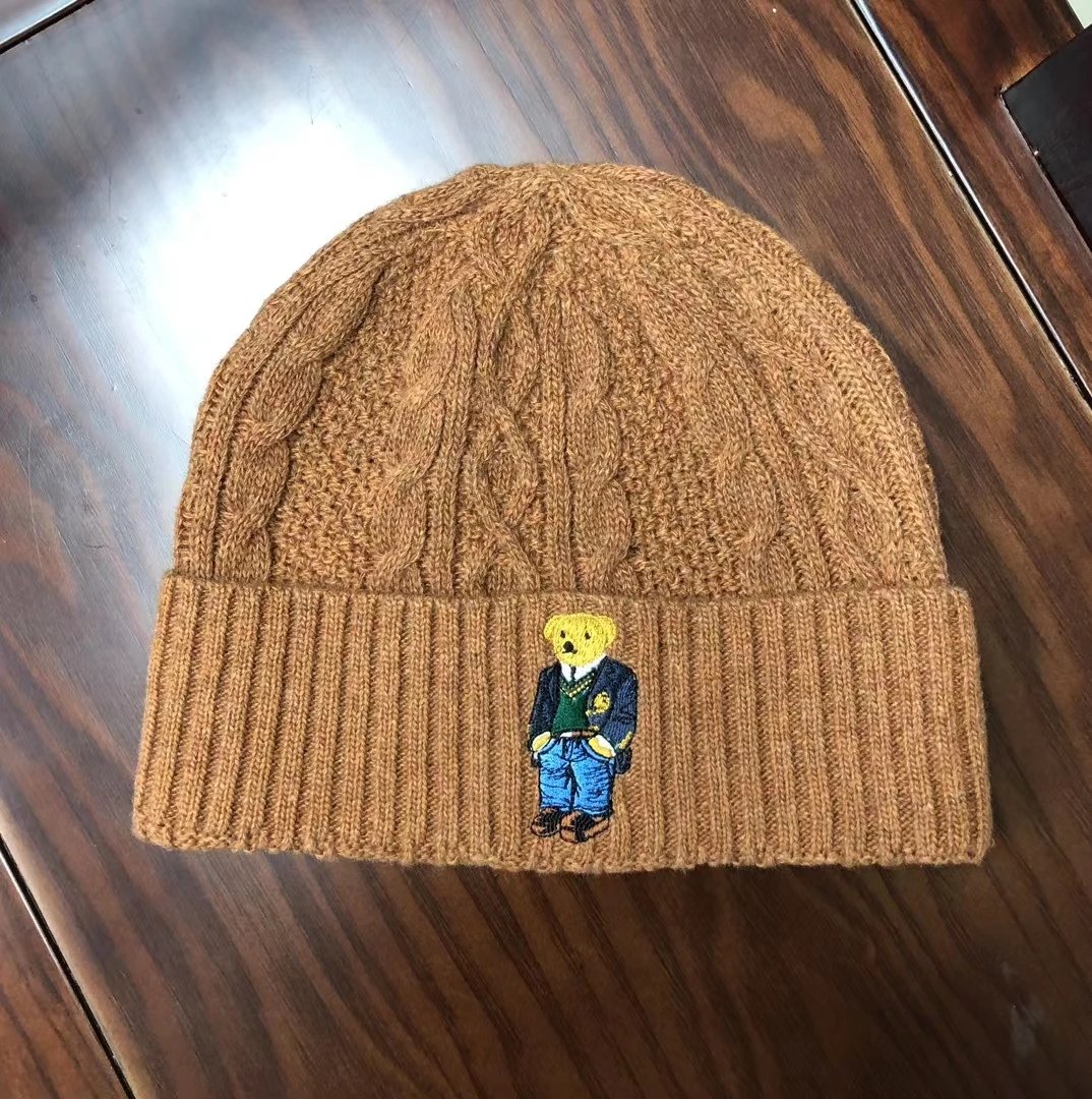Ralph Lauren Polo Bear Cable Knit Beanie Gray - 22