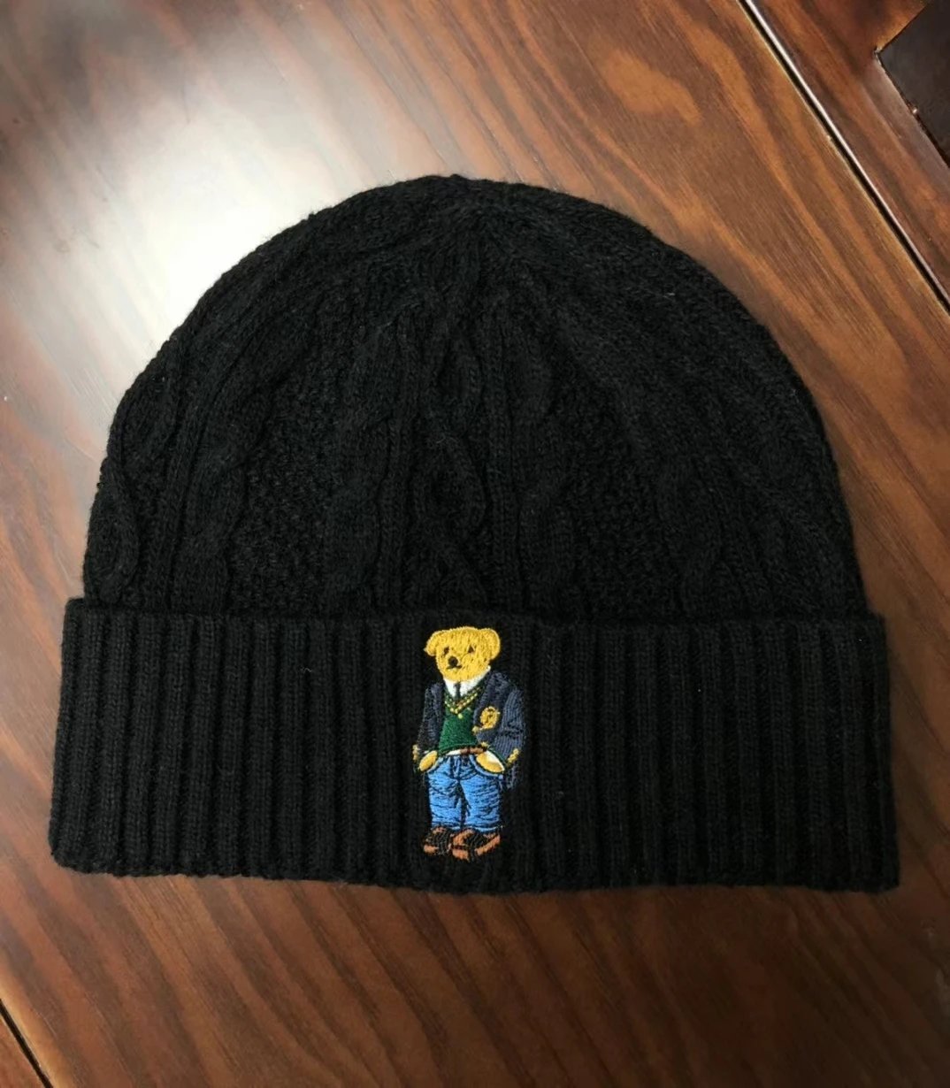 Ralph Lauren Polo Bear Cable Knit Beanie Gray - 23