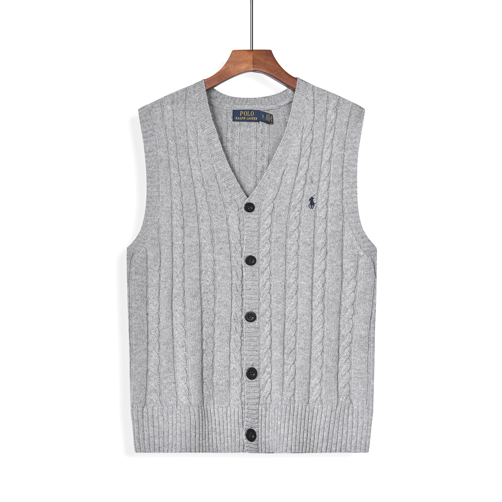 Ralph Lauren Polo Bear Cable Knit Beanie Gray - 12
