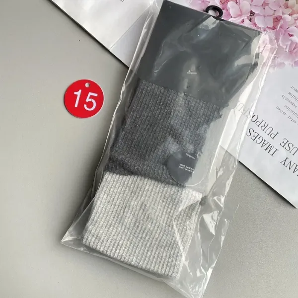 Design Ribbed Two-Tone Socks Gray and Light Gray Socks - 1