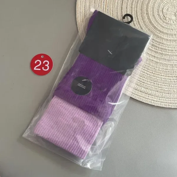 One Cozy Socks Purple and Lilac Ribbed Crew Socks - 1