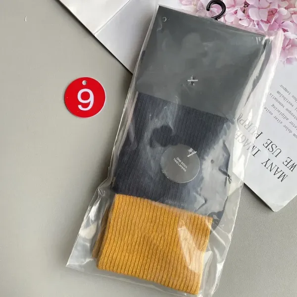 Design Ribbed Knit Socks Set in Navy and Mustard Yellow Socks - 1