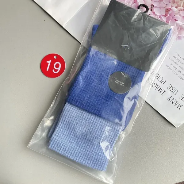 Design Two-Tone Ribbed Socks Blue Light Blue Socks - 1