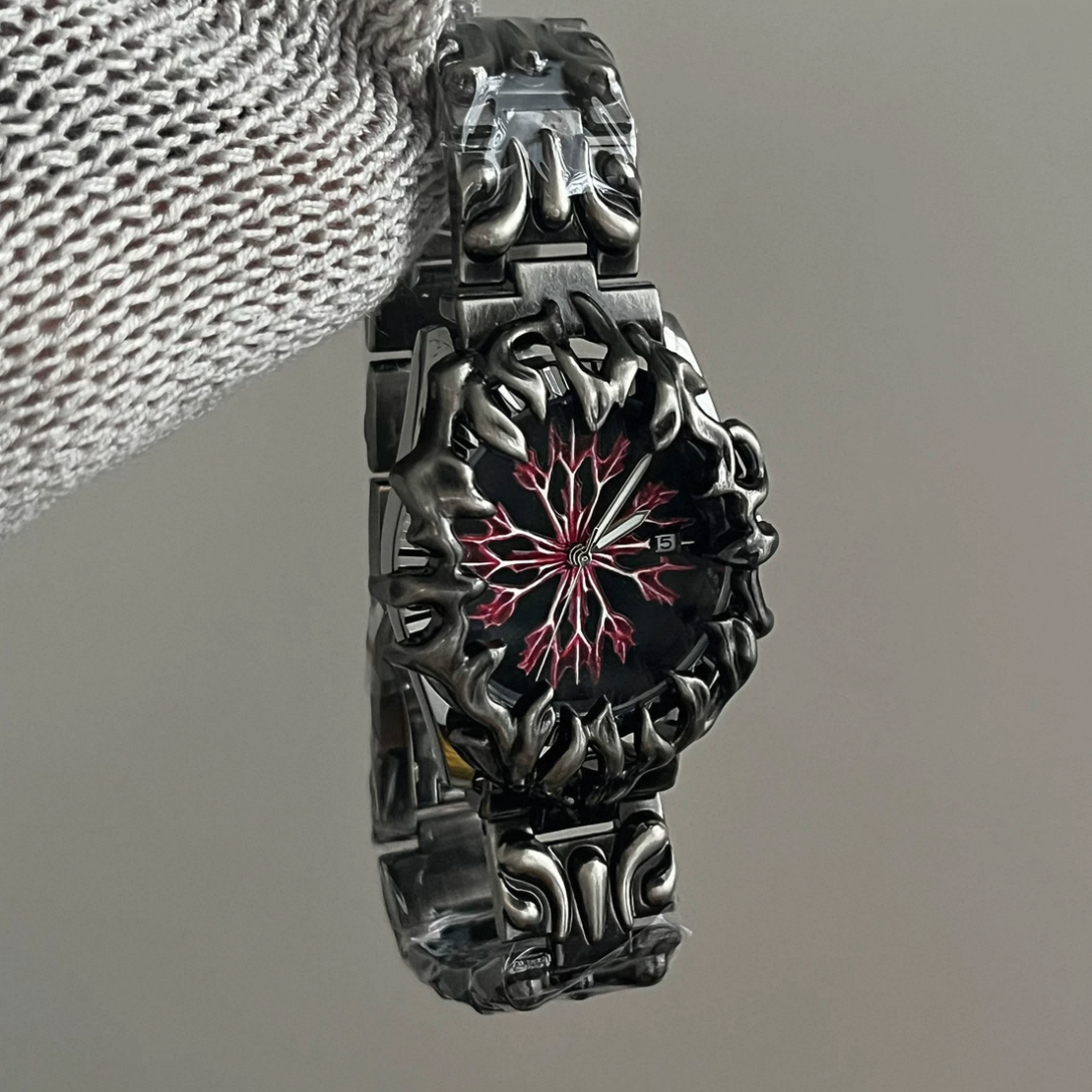 Silver Black Flame Red