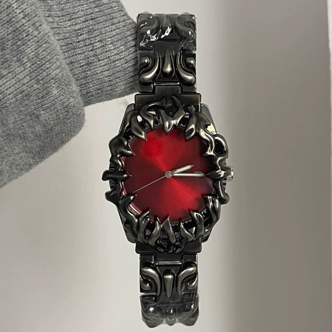 Silver black red surface
