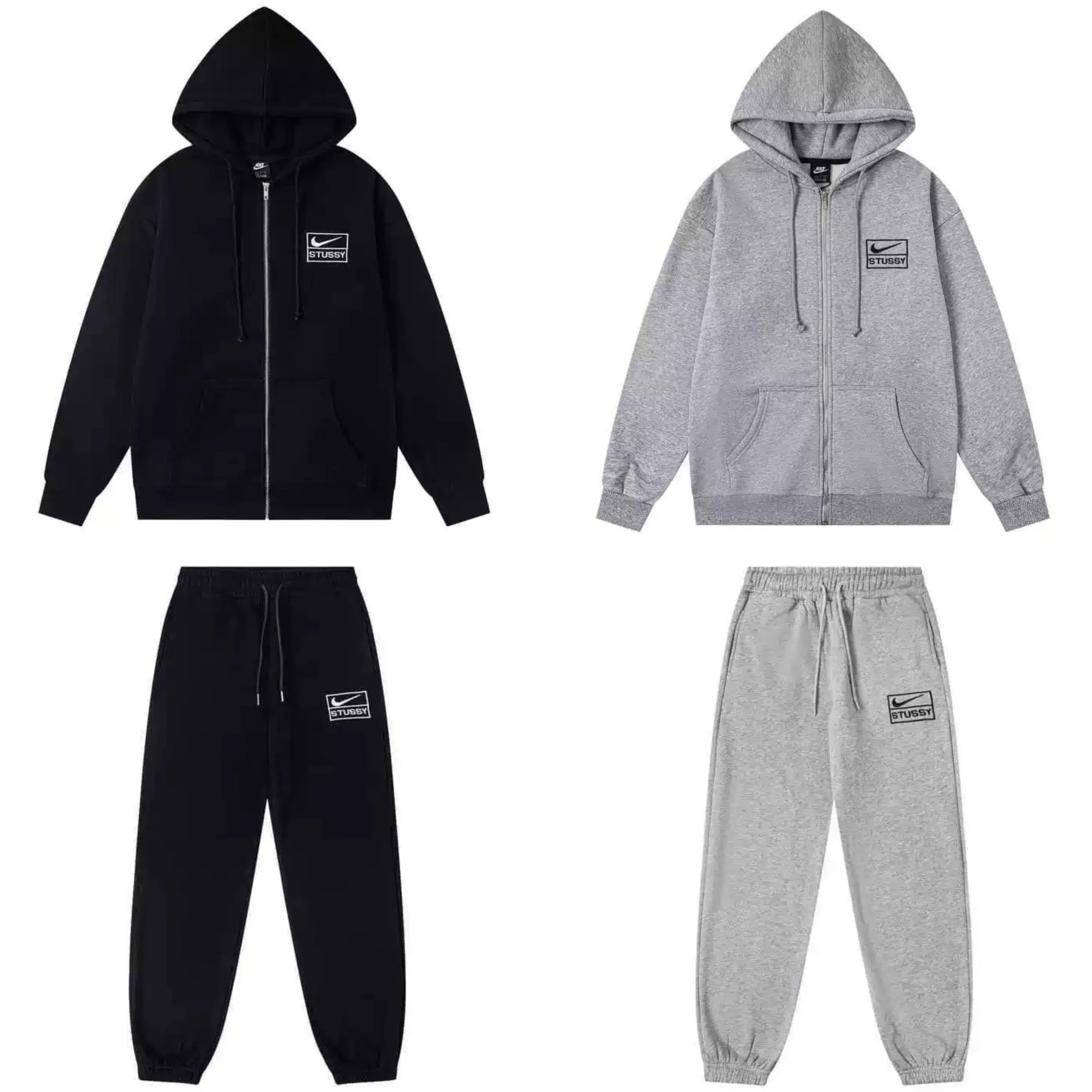 Hooded Fleece-Lined Thickened Sweatshirt and Sweatpants Set - World Tour Series - Unisex Loose Fit - Men's xyz