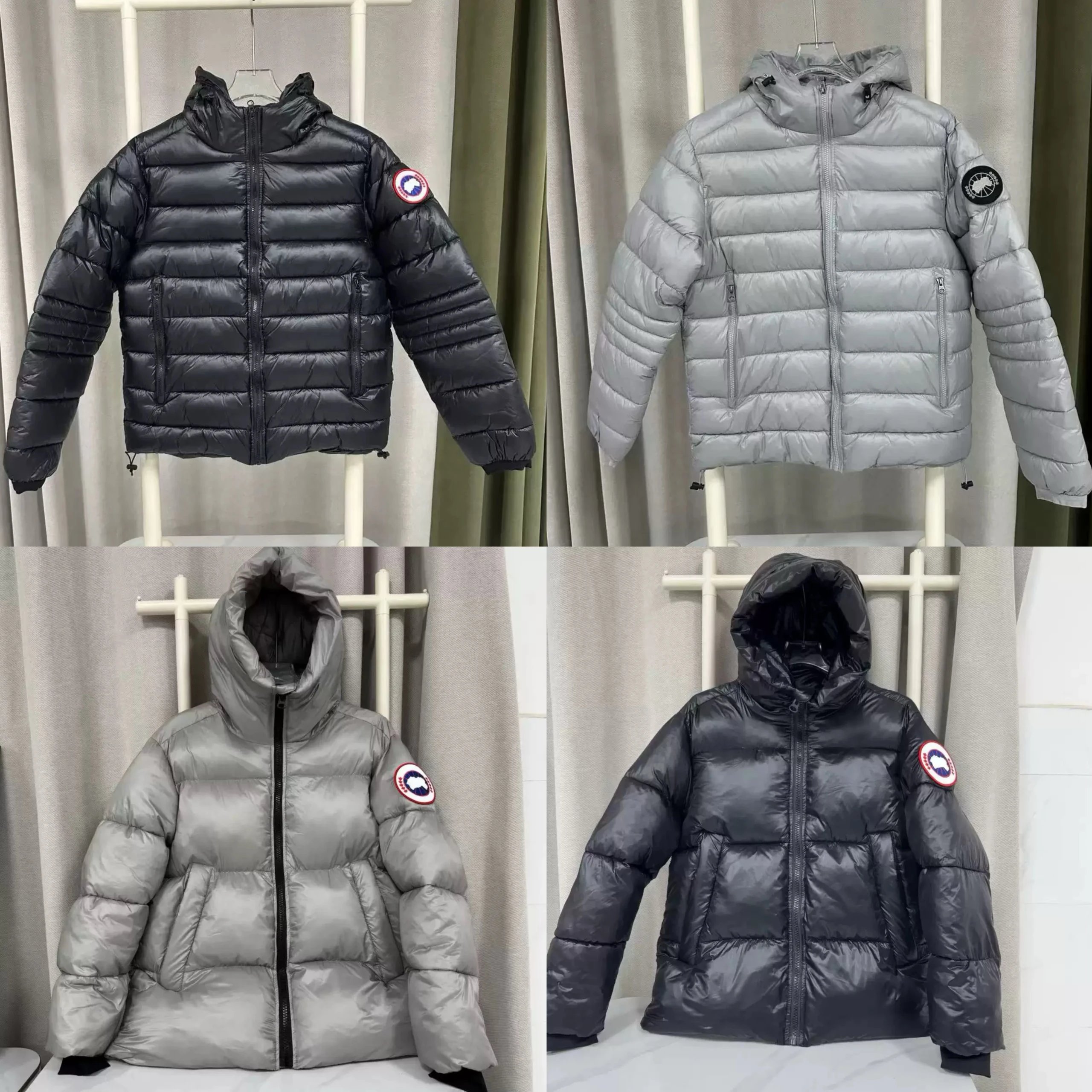 Unisex Warm Solid Color Hooded Logo Puffer Jacket Series Coat-BBA3