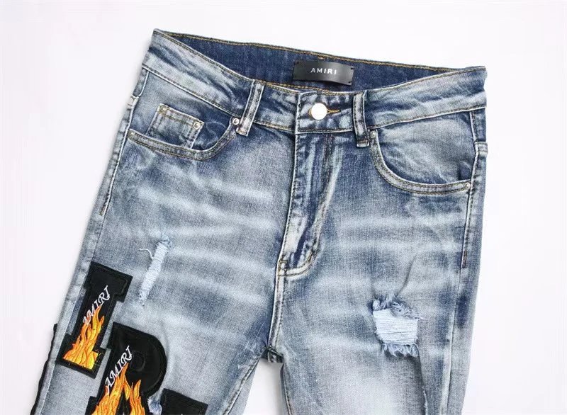 Amiri Tiger Embroidered Black Slim Fit Jeans - 51