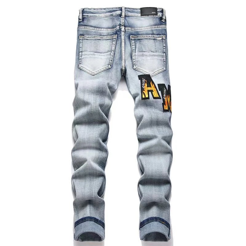 Amiri Tiger Embroidered Black Slim Fit Jeans - 50