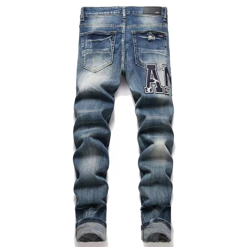 Amiri Tiger Embroidered Black Slim Fit Jeans - 40