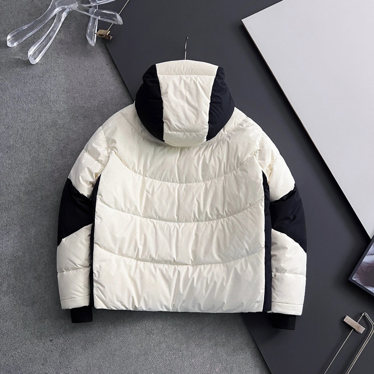 Louis Vuitton Monogram Down Jacket Black and Off-White Color-Block Parka - 3