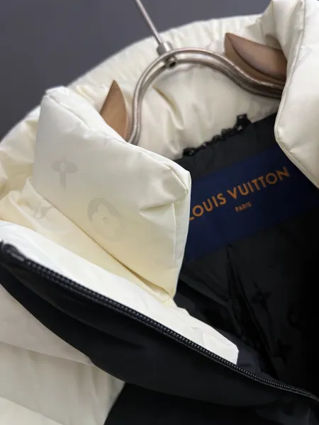 Louis Vuitton Monogram Down Jacket Black and Off-White Color-Block Parka - 9
