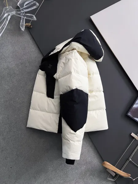 Louis Vuitton Monogram Down Jacket Black and Off-White Color-Block Parka - 11
