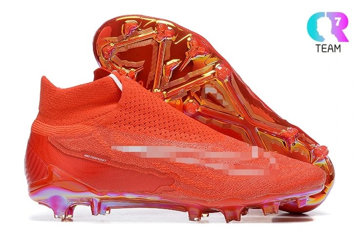 国潮 High Top Phantom GX Red Black Double Layer Waterproof Fish Silk Full Knit FG Soccer Shoes 35-45