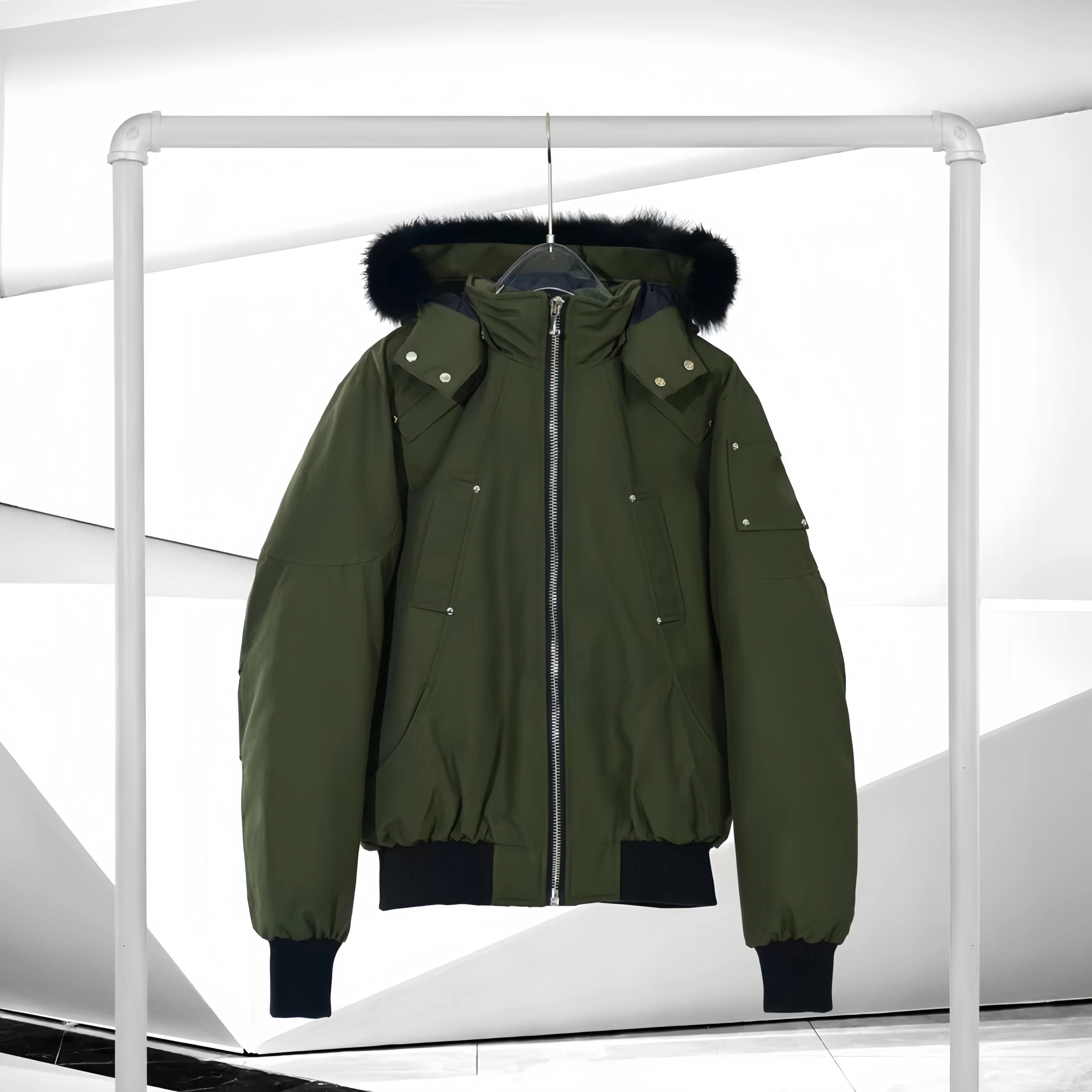 Military Green with Black Fur