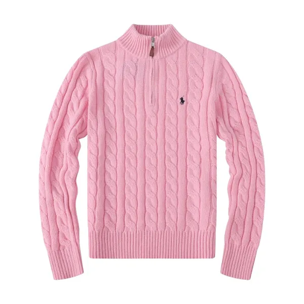 Ralph Lauren Cable Knit Quarter-Zip Sweater Beige - 17