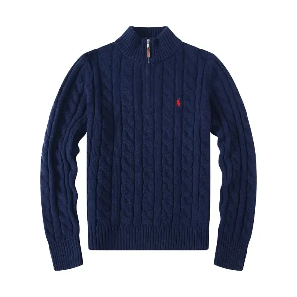 Ralph Lauren Cable Knit Quarter-Zip Sweater Beige - 18
