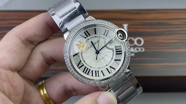 Cartier Ballon Bleu de Cartier Silver Dial Diamond Bezel Mechanical Watch Watches - 1