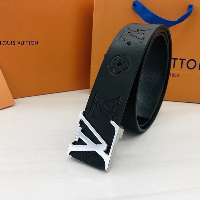 Embossed Black L with Silver Buckle