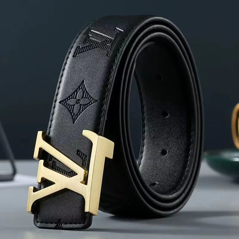 Embossed Black L with Gold Buckle