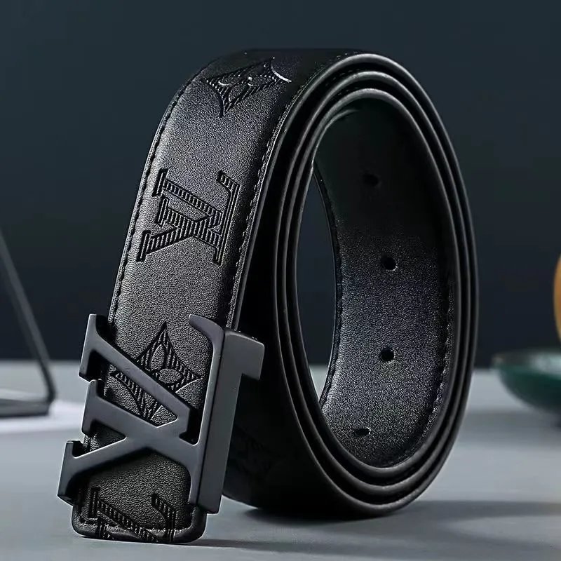 Embossed Black L with Black Buckle